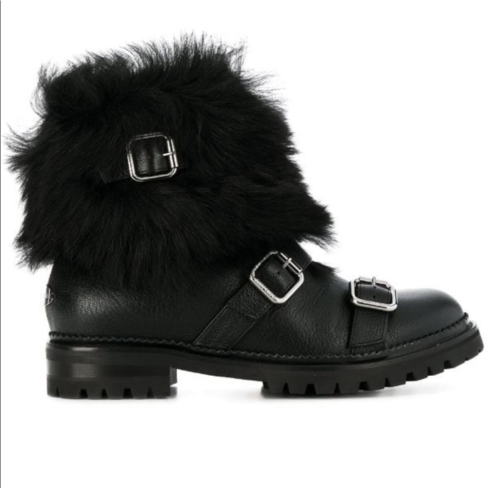 Jimmy Choo Hank Moto Boots with Fur - Picture 4 of 8